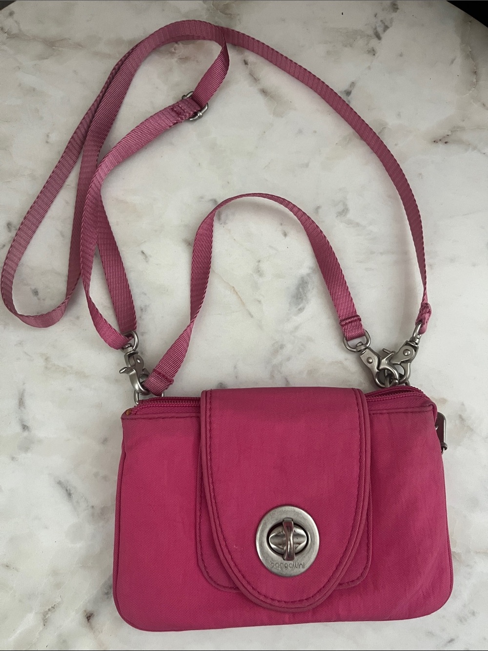 Baggallini Hot Pink Crossbody with Turn-Lock Flap